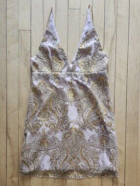 Free People Gold Sequin Mini Dress, Size 4